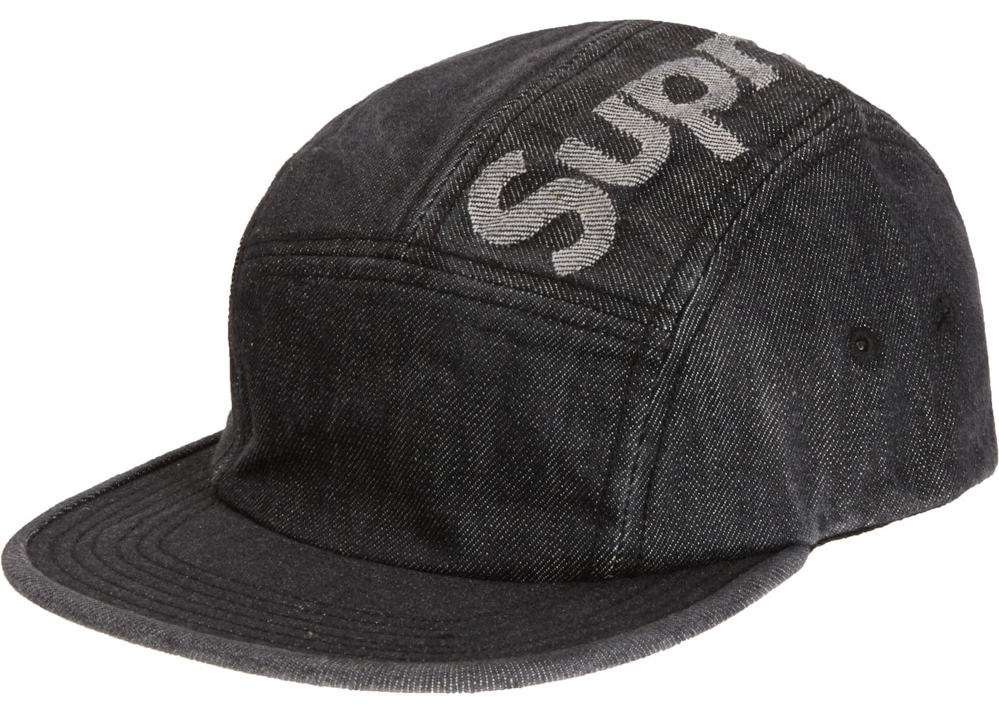 Supreme Top Logo Denim Camp Cap Black
