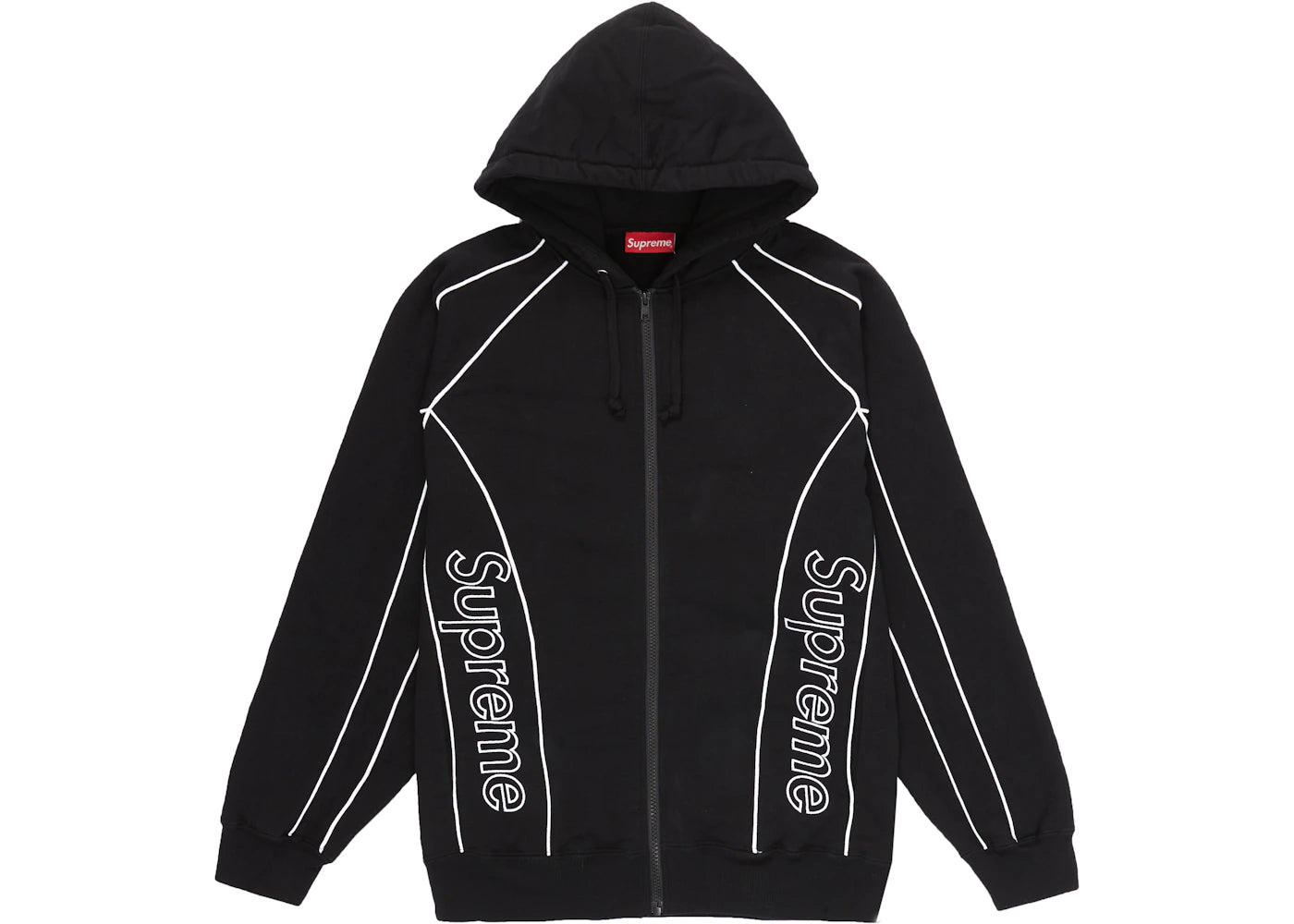 Supreme Track Paneled Zip Up Hooded Sweatshirt Black