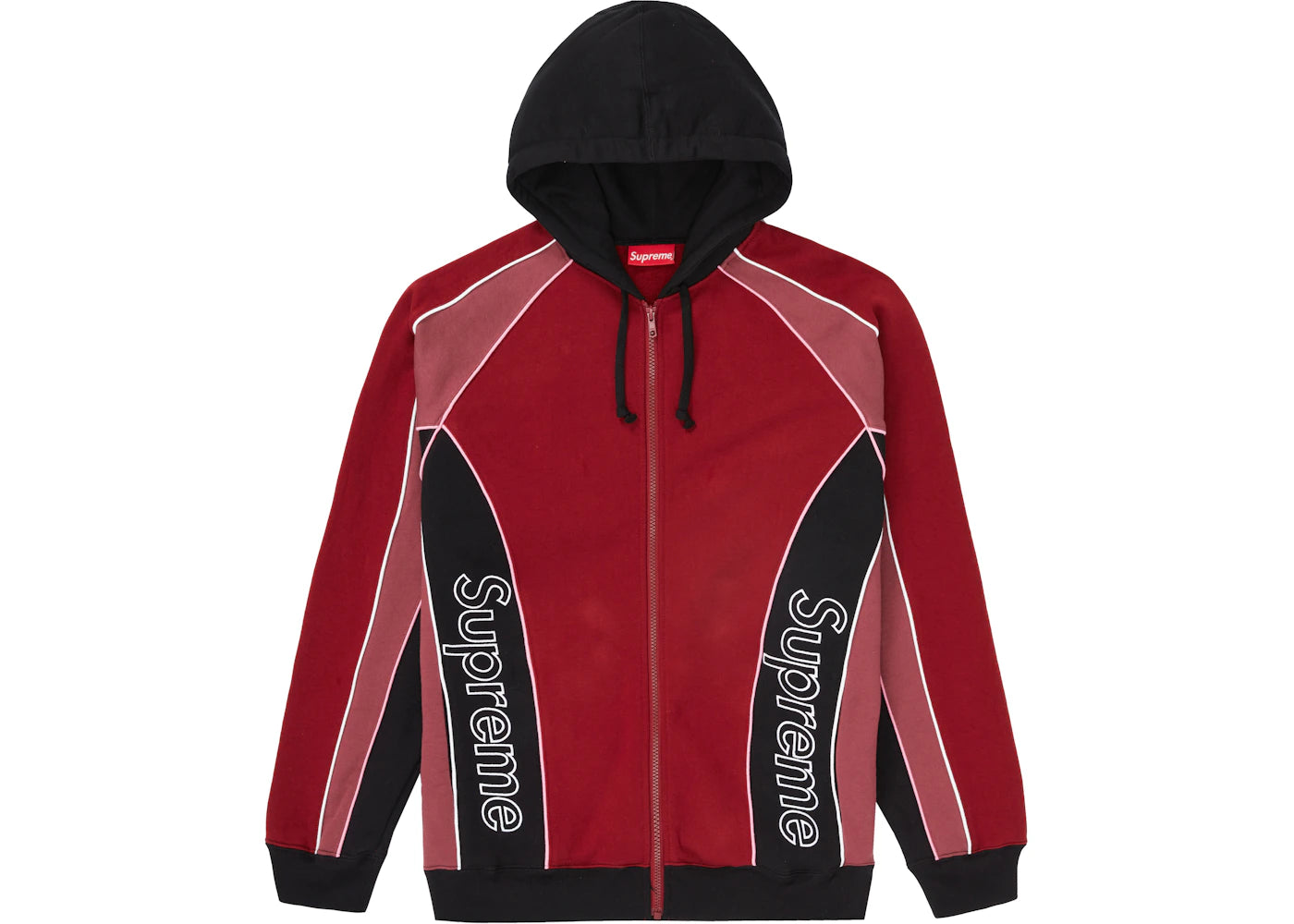 Supreme Track Paneled Zip Up Hooded Sweatshirt Cardinal