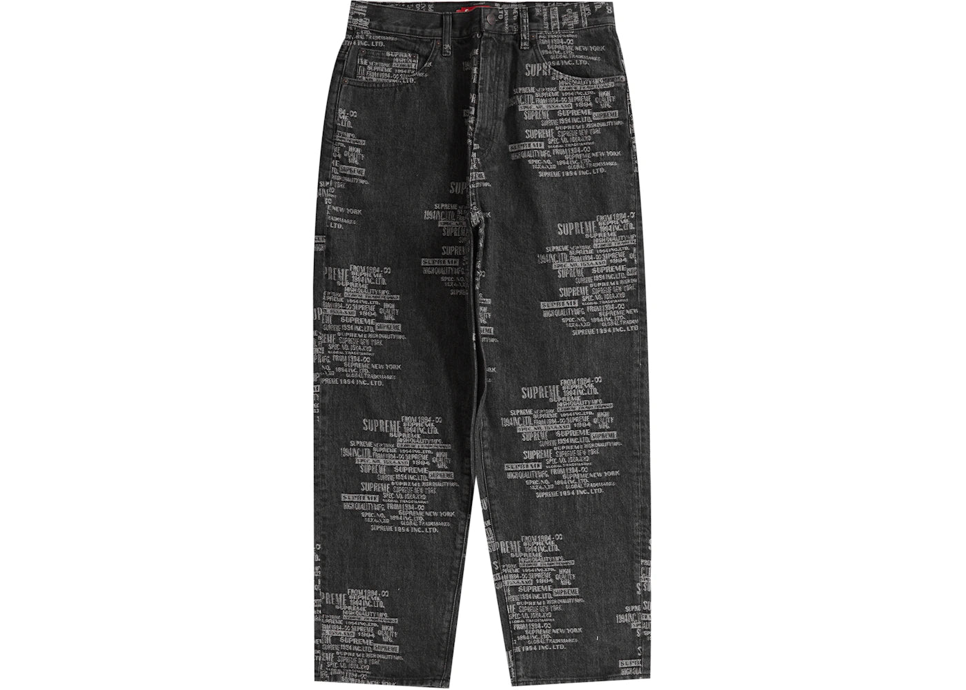 Supreme Trademark Jacquard Baggy Jean Washed Black