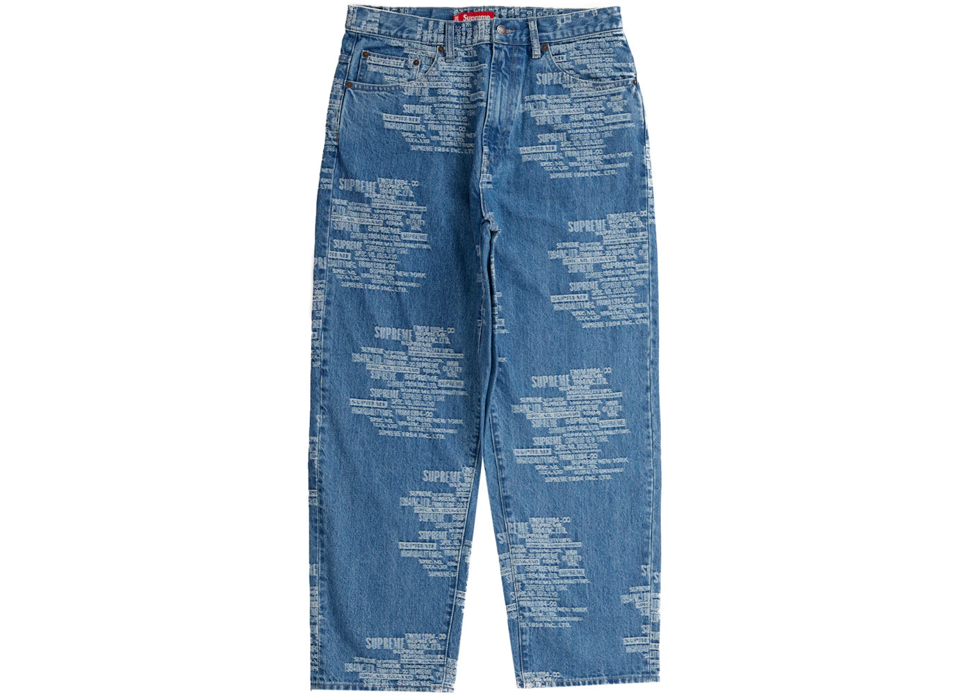 Supreme Trademark Jacquard Baggy Jean Washed Blue