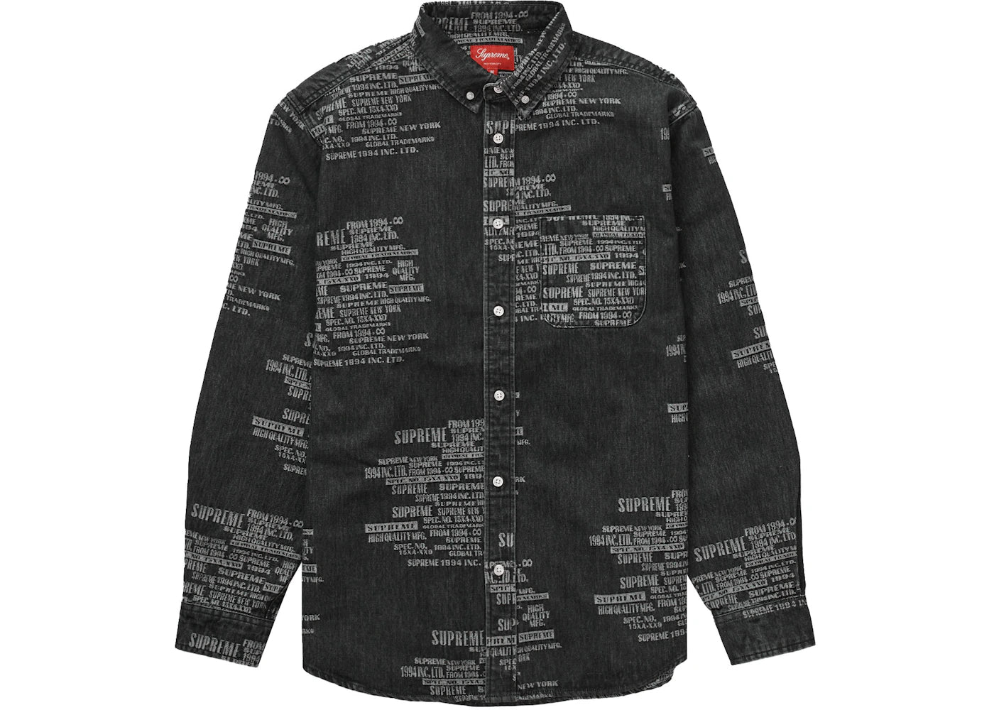Supreme Trademark Jacquard Denim Shirt Washed Black