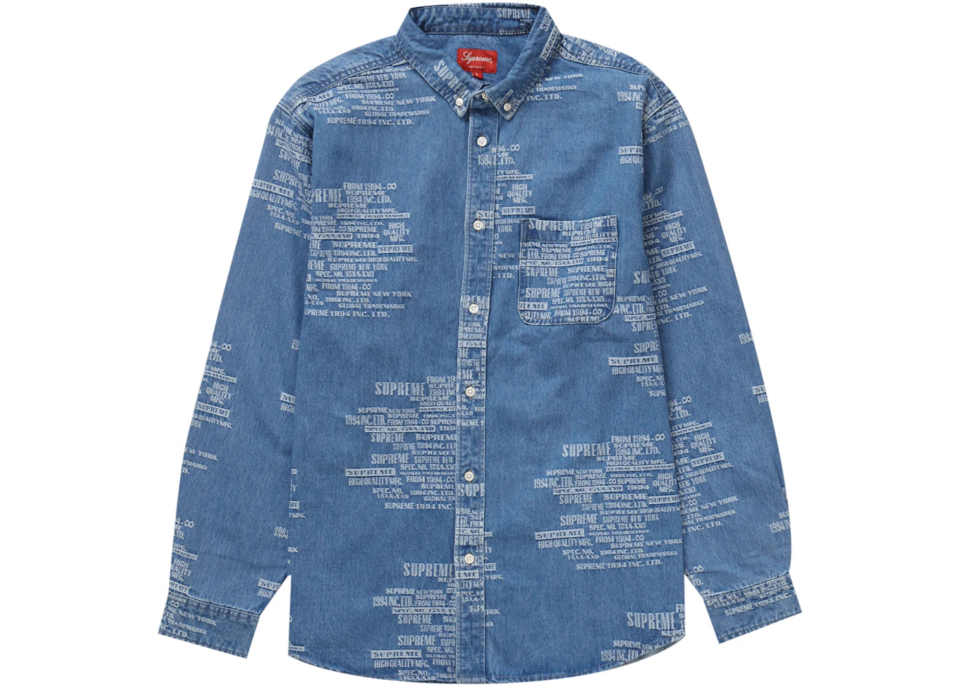 Supreme Trademark Jacquard Denim Shirt Washed Blue