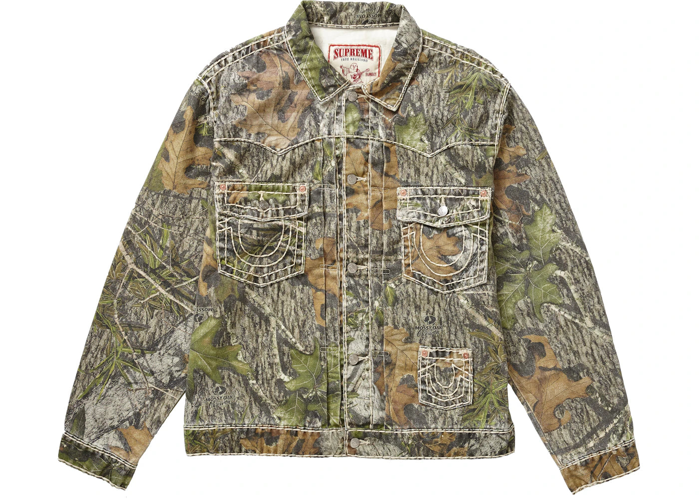 Supreme True Religion Denim Trucker Jacket Mossy Oak Camo