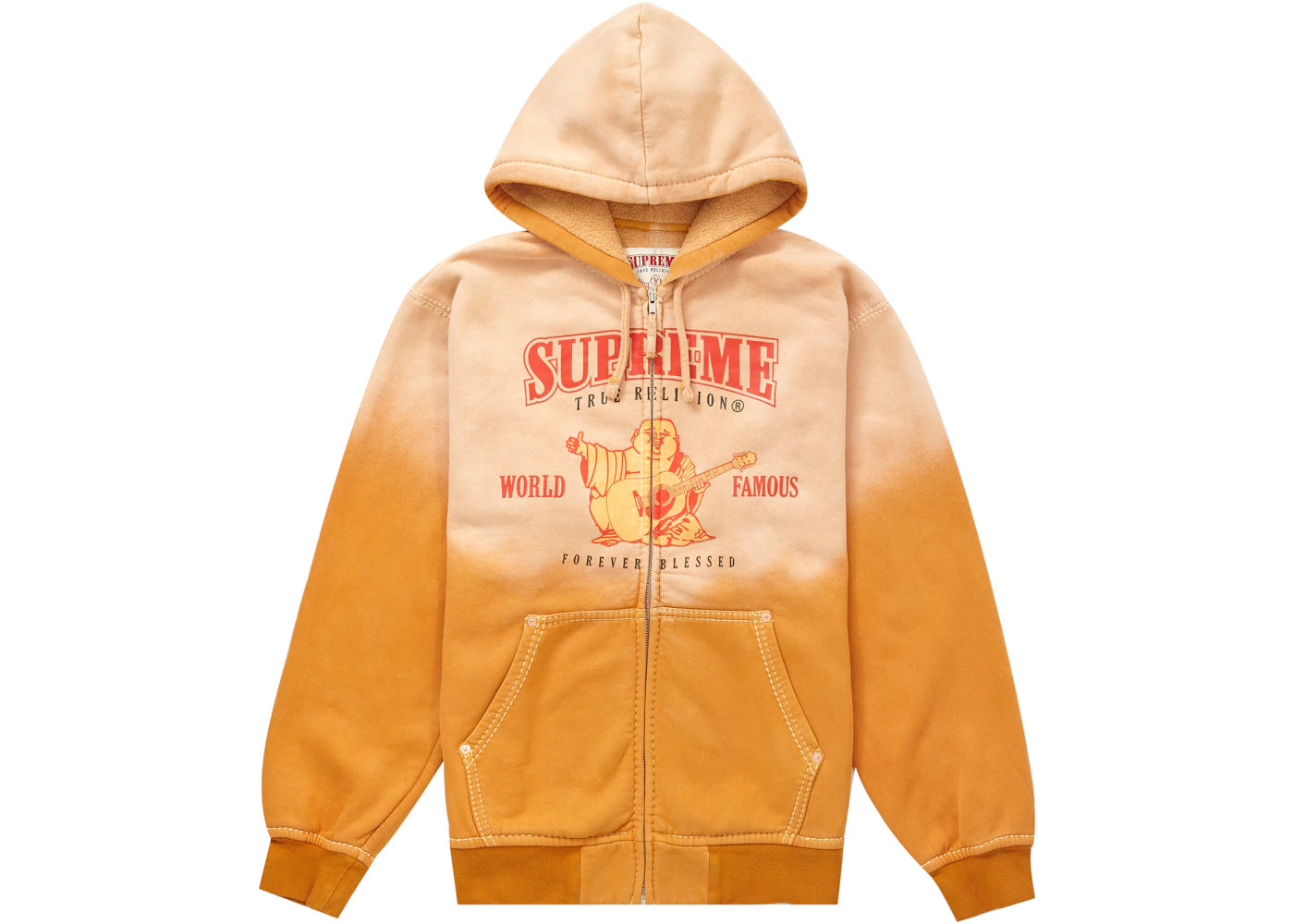 Supreme True Religion Zip Up Hooded Sweatshirt Dusty Orange