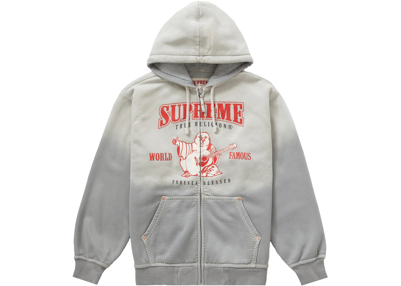 Supreme True Religion Zip Up Hooded Sweatshirt Light Grey