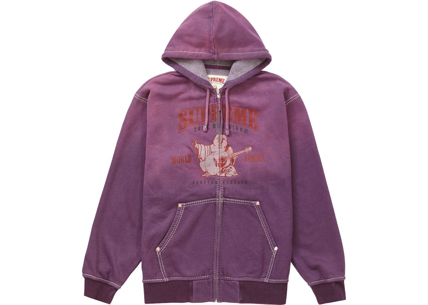 Supreme True Religion Zip Up Hooded Sweatshirt Purple