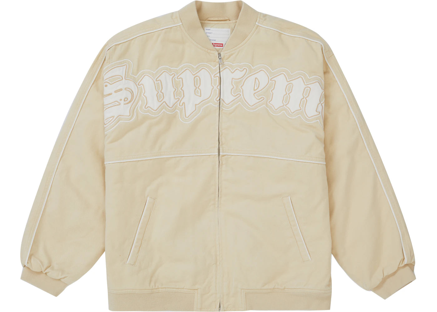 Supreme Twill Old English Varsity Jacket Tan