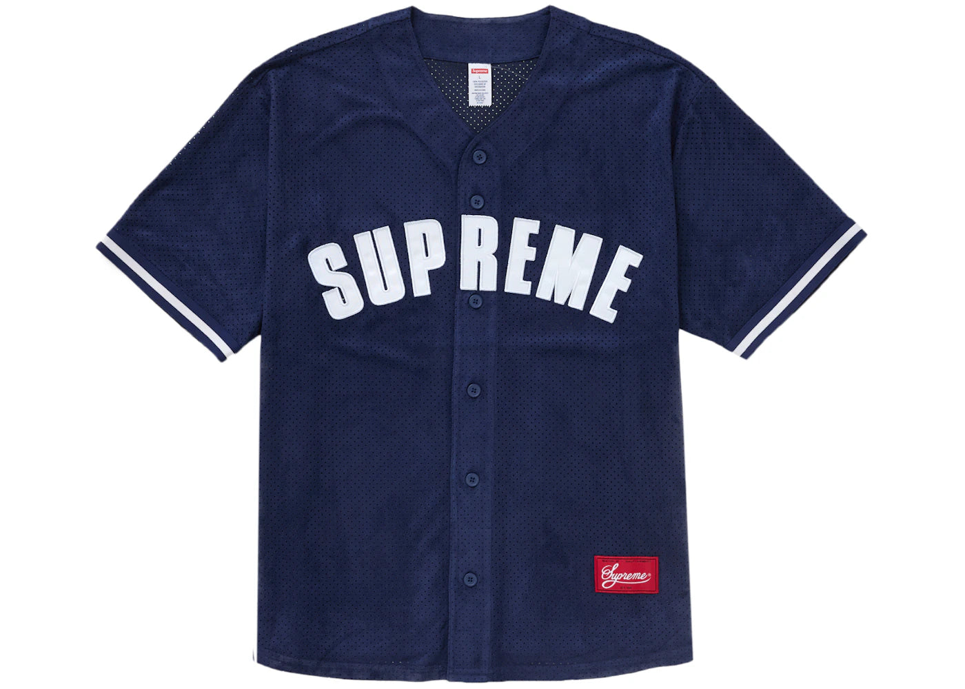 Supreme Ultrasuede Mesh Baseball Jersey Navy