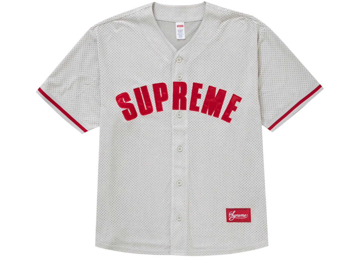 Supreme Ultrasuede Mesh Baseball Jersey Grey