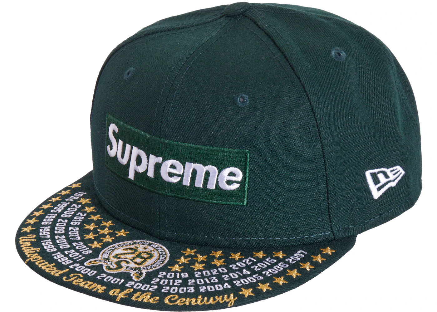 Supreme Undisputed Box Logo New Era Fitted Hat Dark Green