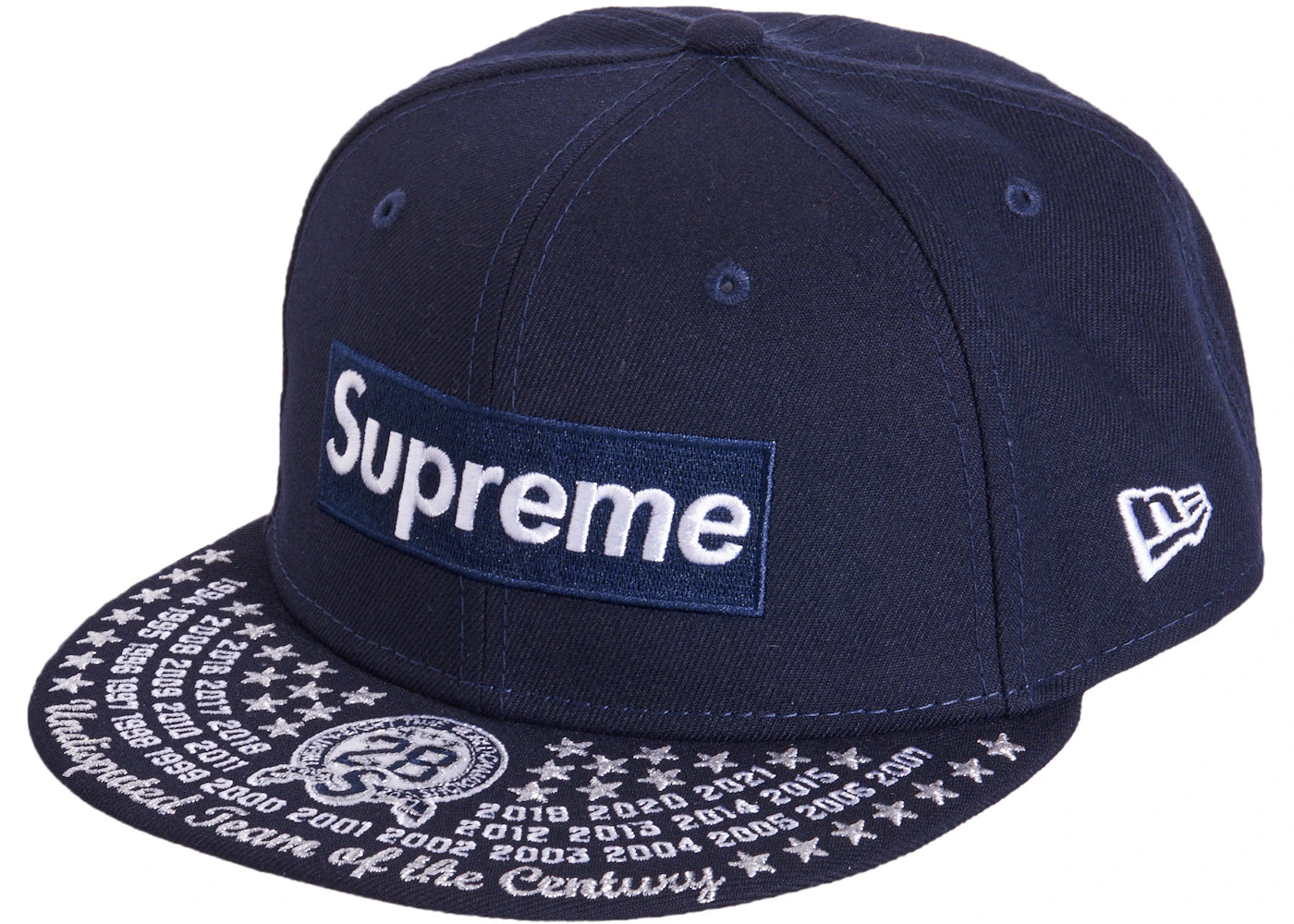 Supreme Undisputed Box Logo New Era Fitted Hat Navy