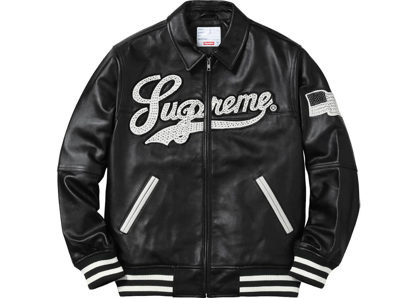 Supreme Uptown Studded Leather Varsity Jacket Black