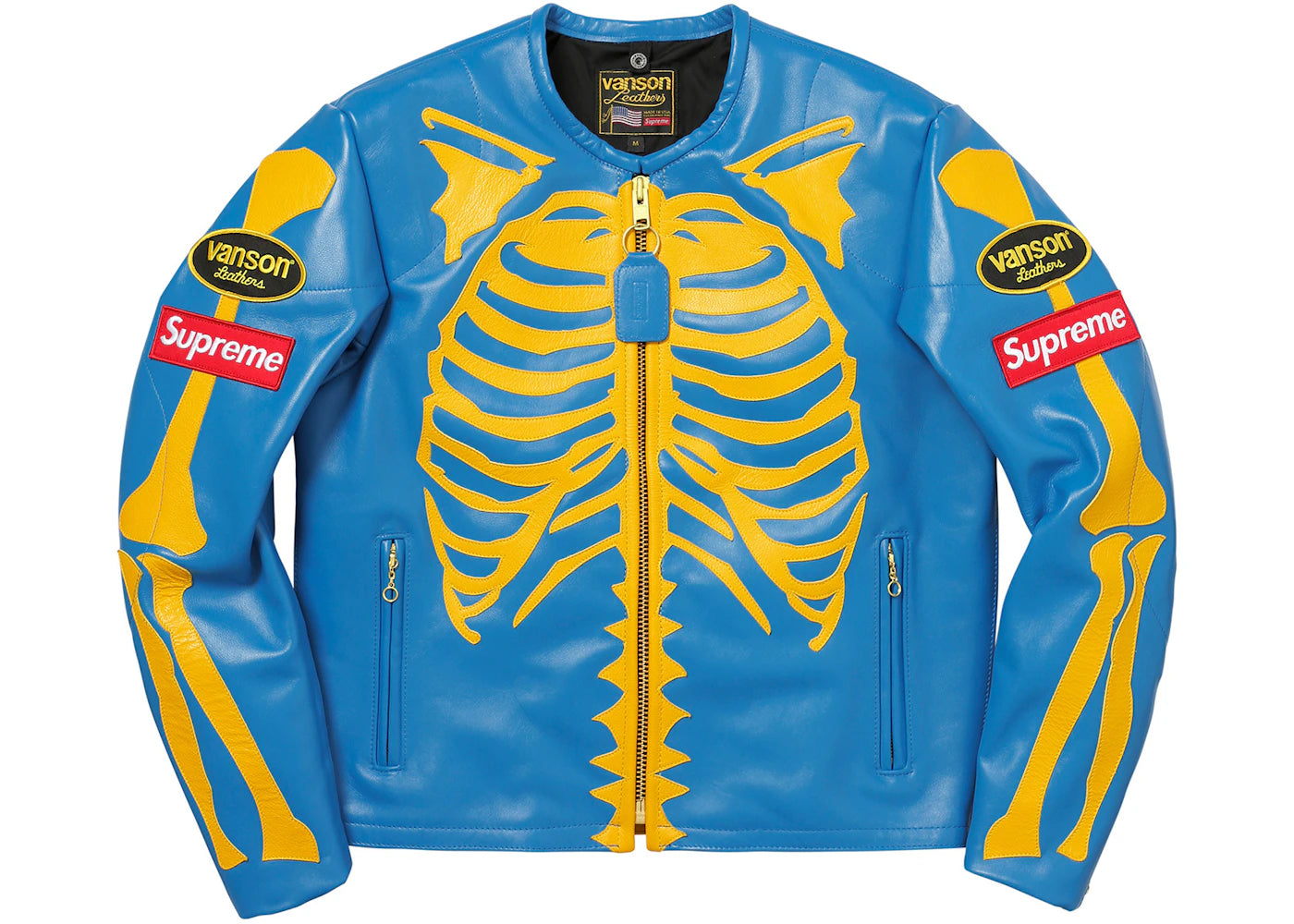 Supreme Vanson Leather Bones Jacket Blue