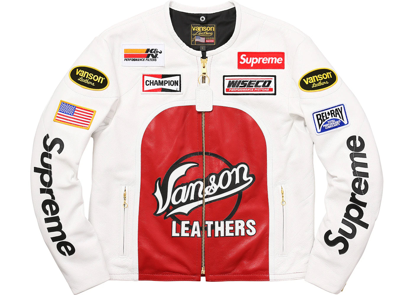 Supreme Vanson Leather Star Jacket White