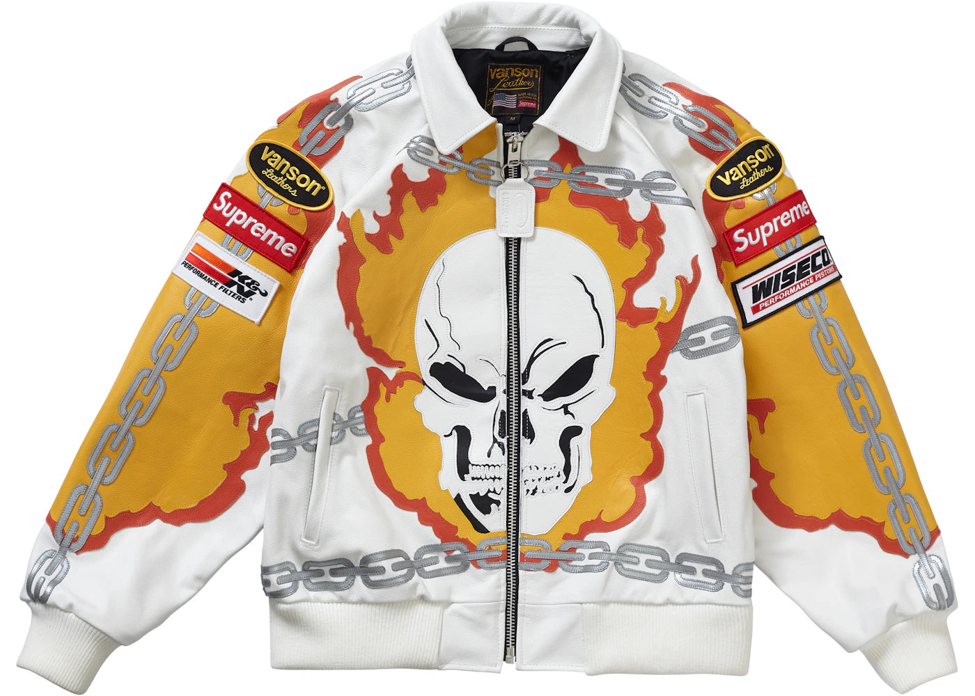 Supreme Vanson Leathers Ghost Rider Jacket White