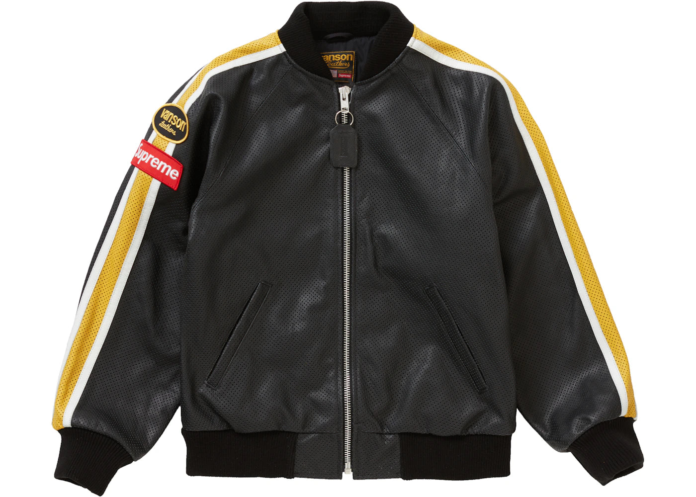 Supreme Vanson Leathers Perforated Bomber Jacket Black