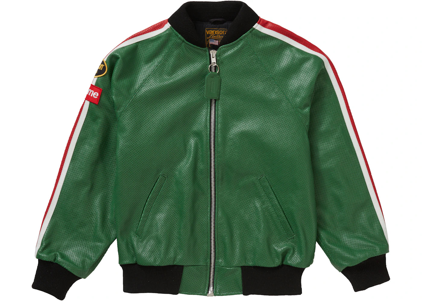 Supreme Vanson Leathers Perforated Bomber Jacket Green