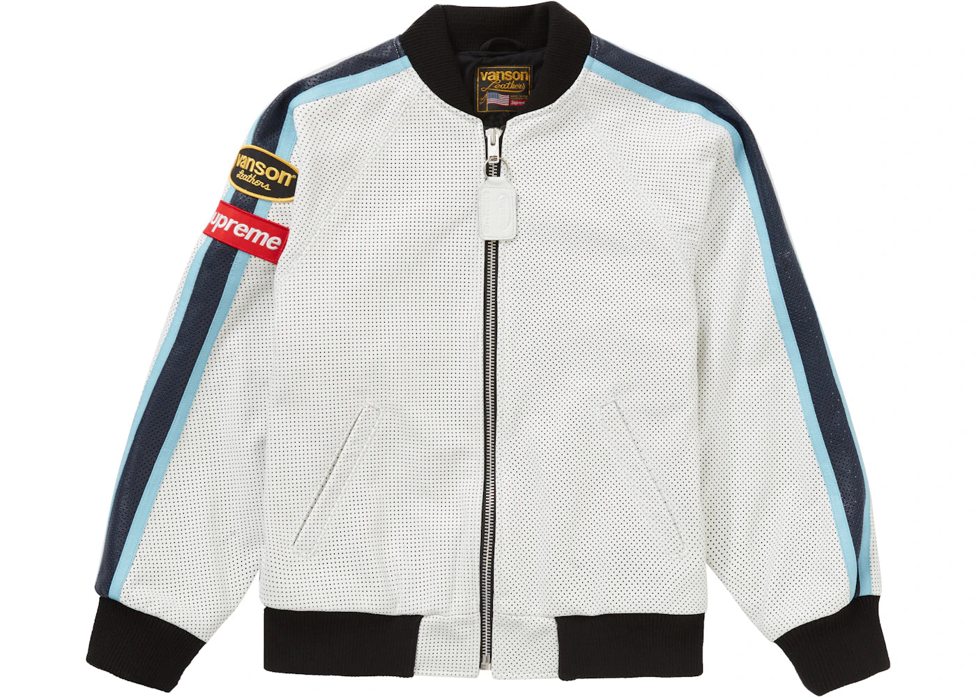 Supreme Vanson Leathers Perforated Bomber Jacket White