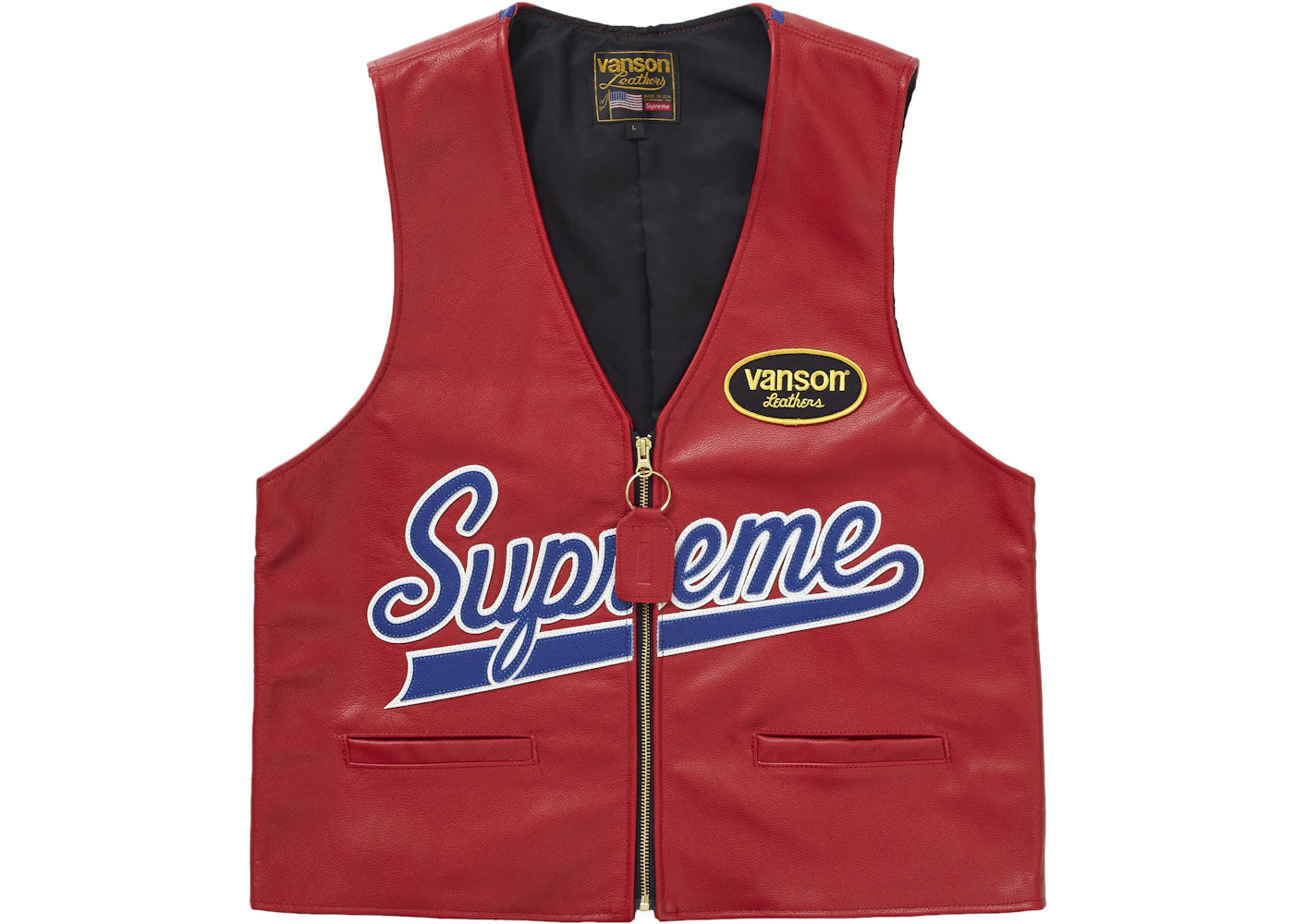 Supreme Vanson Leathers Spider Web Vest Red