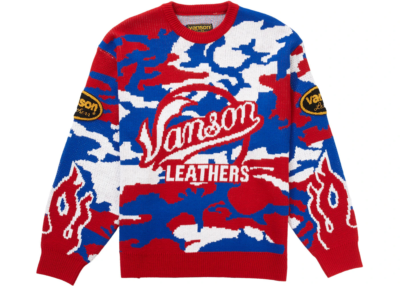 Supreme Vanson Leathers Sweater Red Camo