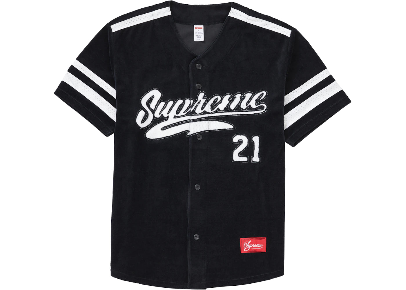 Supreme Velour Baseball Jersey Black