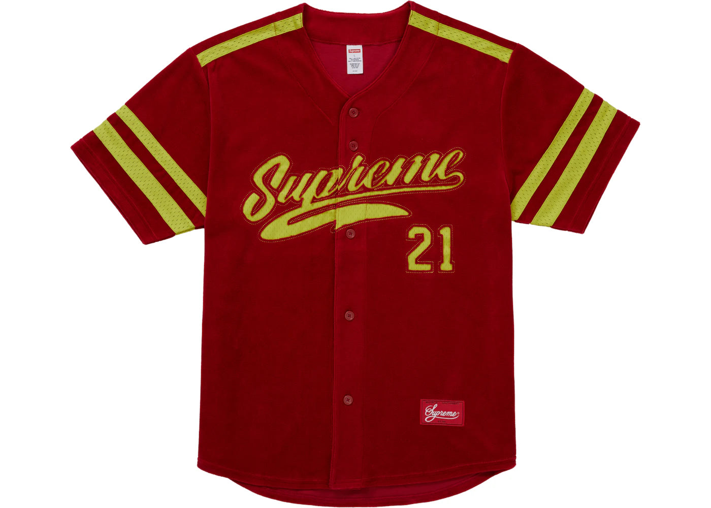 Supreme Velour Baseball Jersey Red