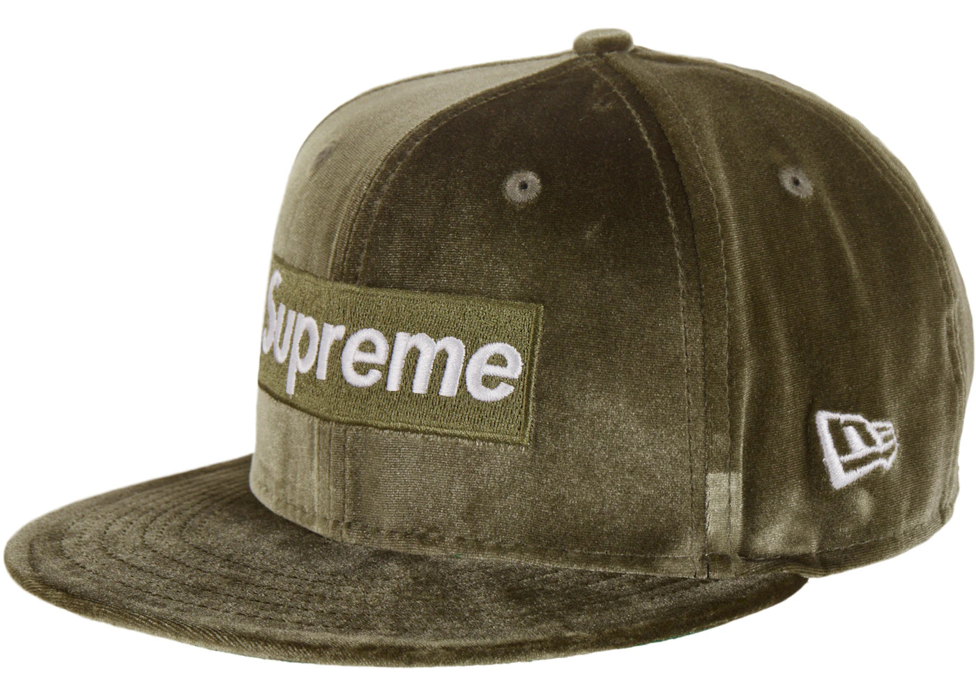 Supreme Velour Box Logo New Era Olive