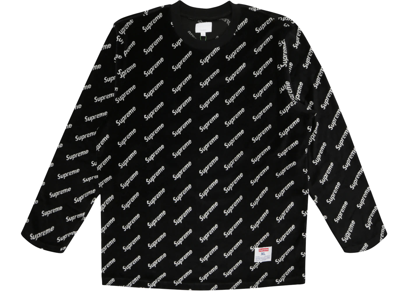 Supreme Velour Diagonal Logo L/S Top Black