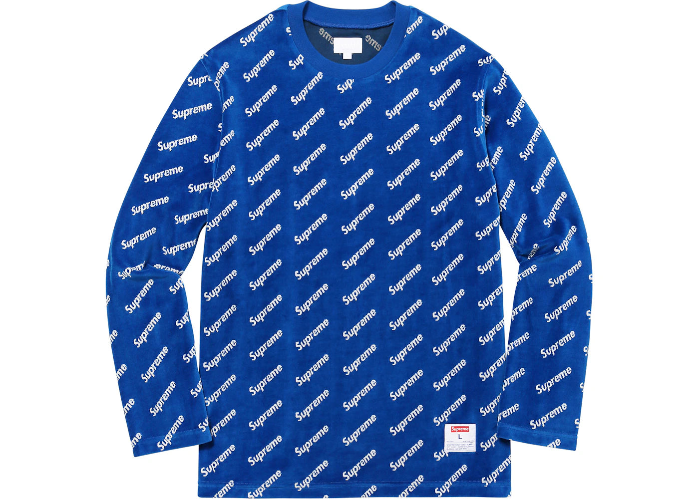 Supreme Velour Diagonal Logo L/S Top Royal