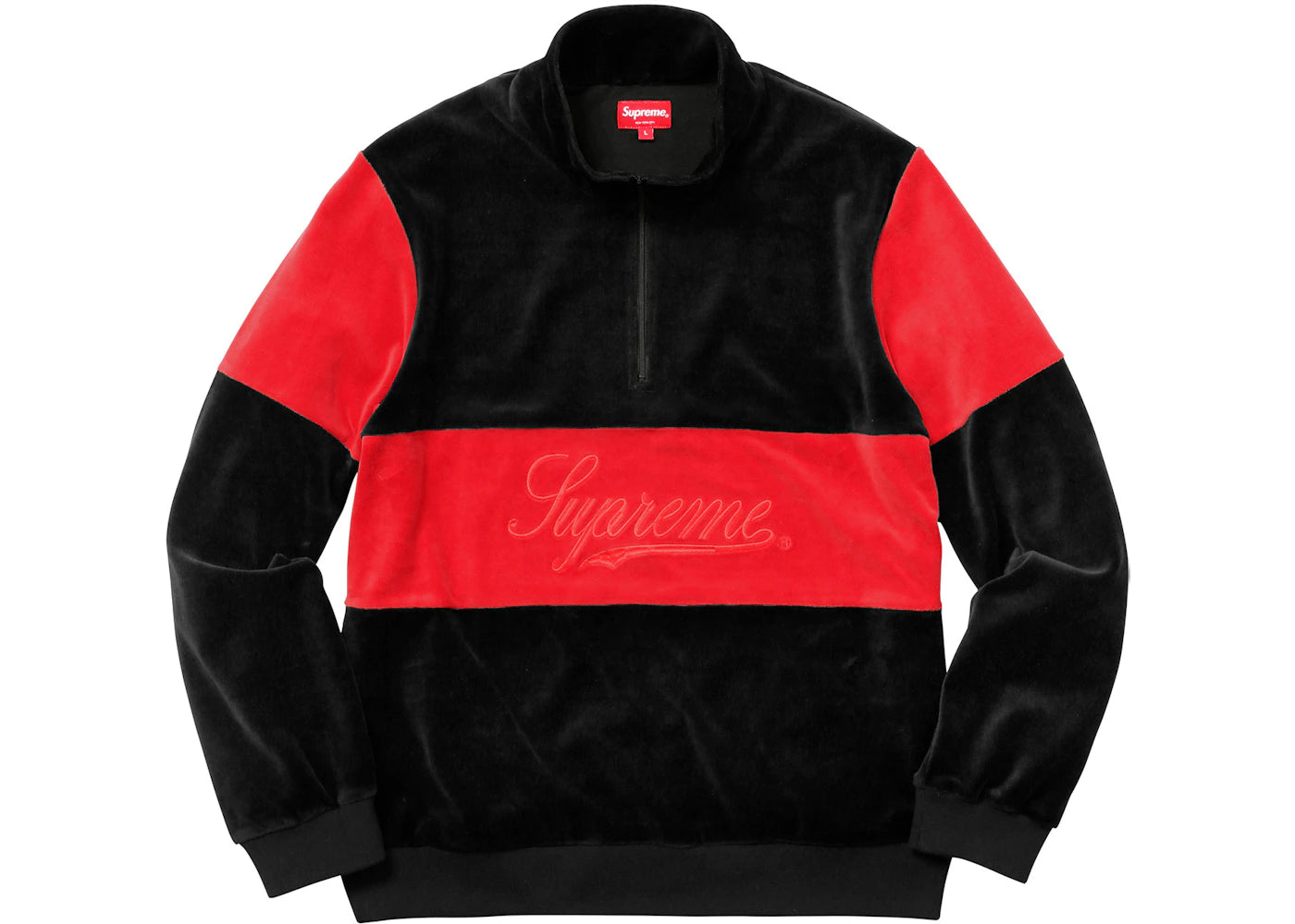 Supreme Velour Half Zip Pullover Black