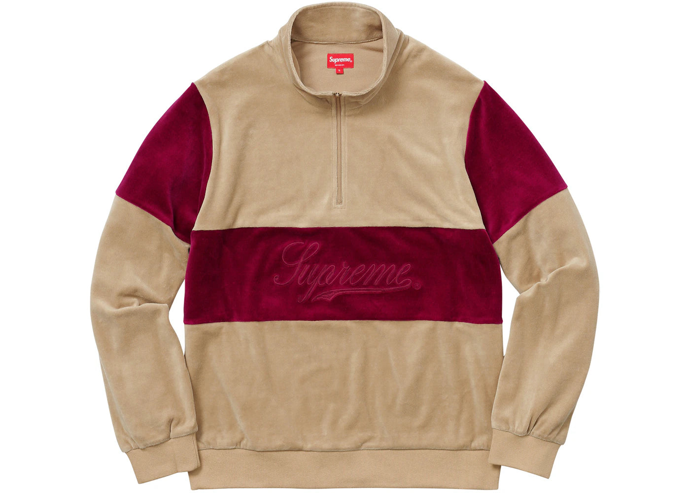 Supreme Velour Half Zip Pullover Khaki
