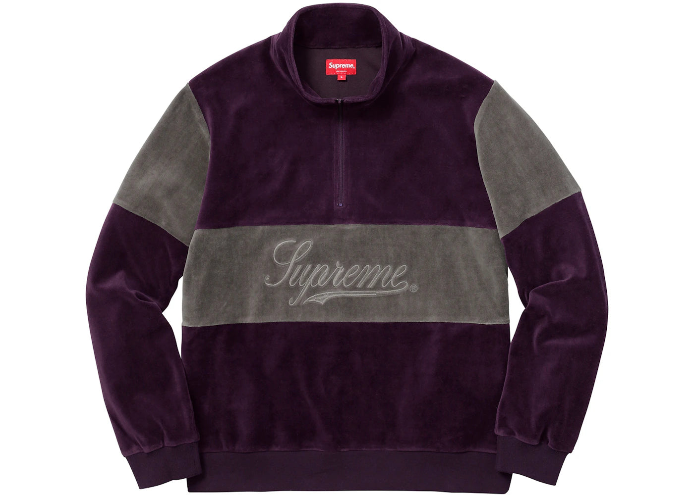 Supreme Velour Half Zip Pullover Purple