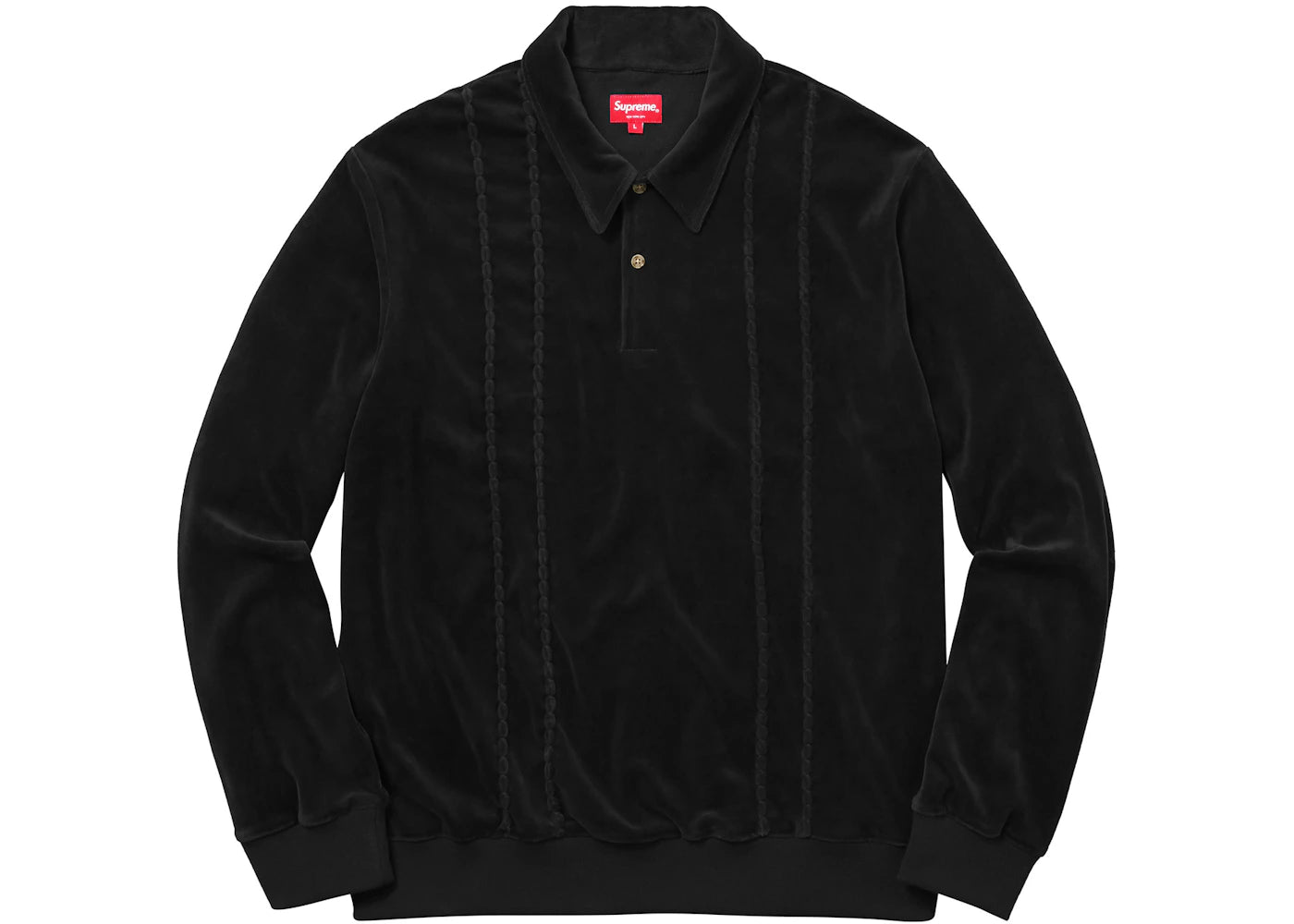 Supreme Velour L/S Polo Black