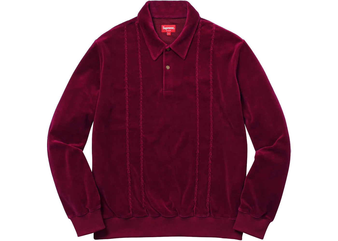 Supreme Velour L/S Polo Dark Magenta