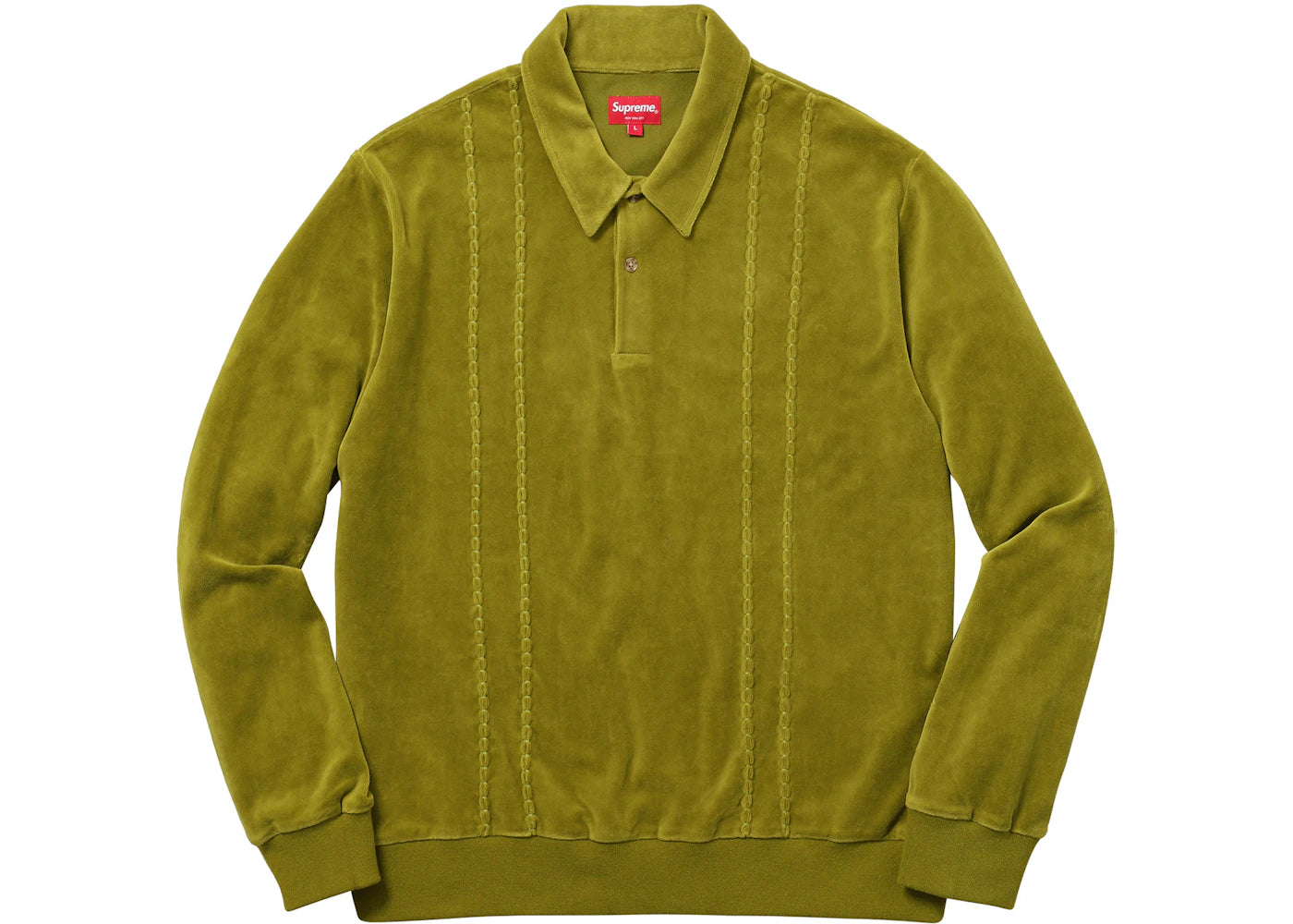 Supreme Velour L/S Polo Pea Green