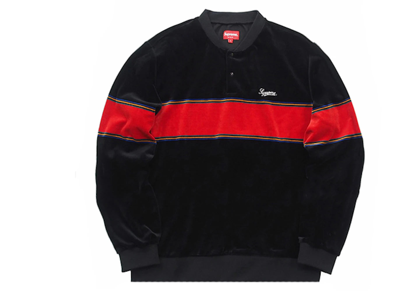 Supreme Velour Snap Henley Black