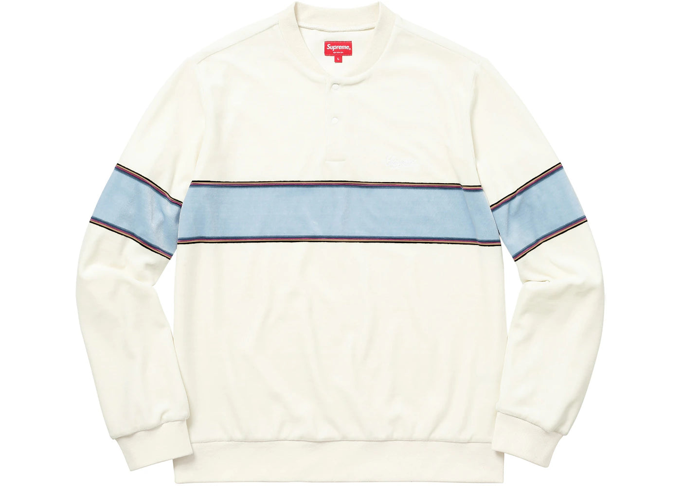 Supreme Velour Snap Henley White