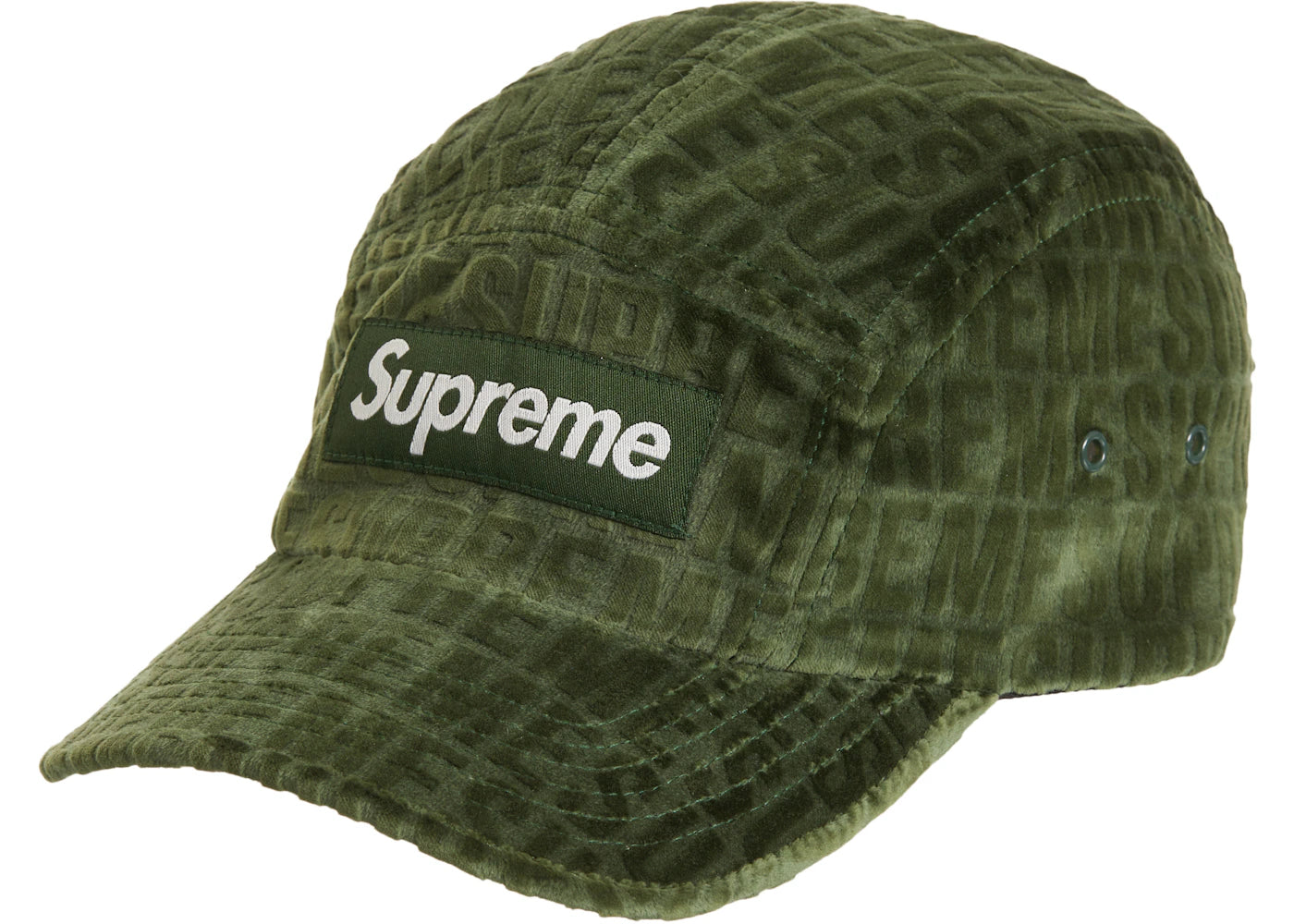 Supreme Velvet Pattern Camp Cap Olive