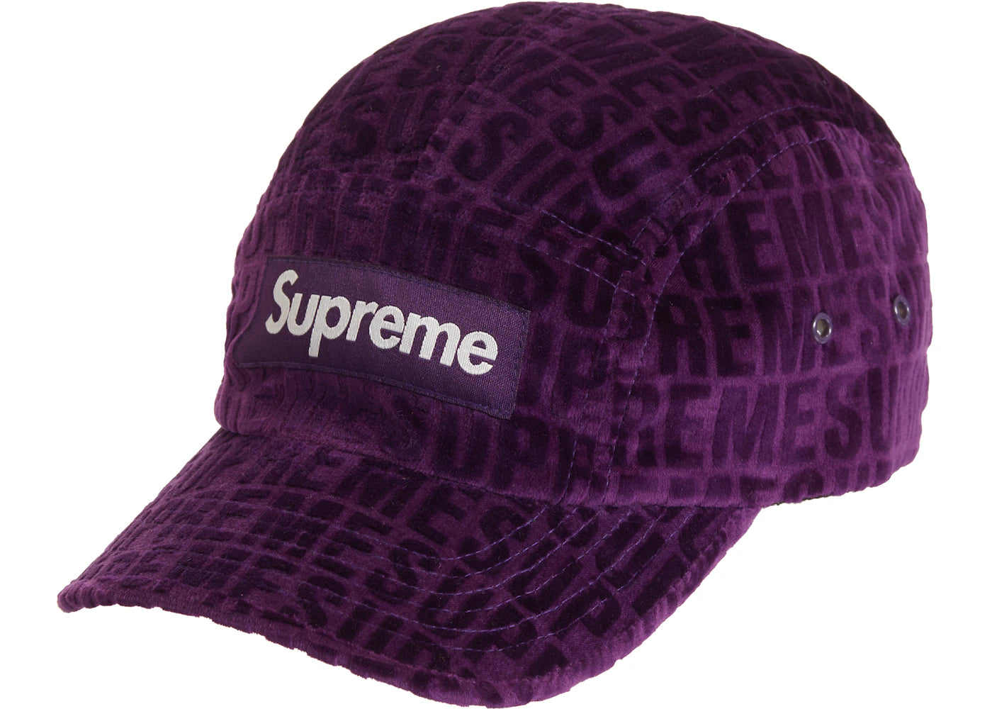Supreme Velvet Pattern Camp Cap Purple