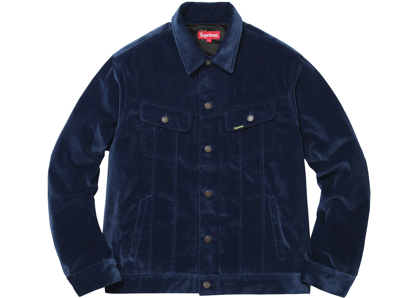 Supreme Velvet Trucker Jacket Navy