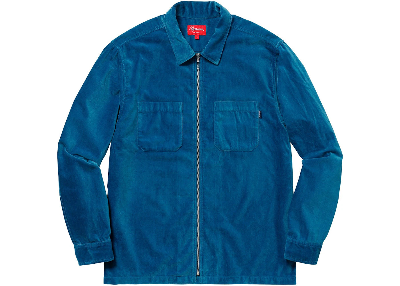 Supreme Velvet Zip Up Shirt Light Navy