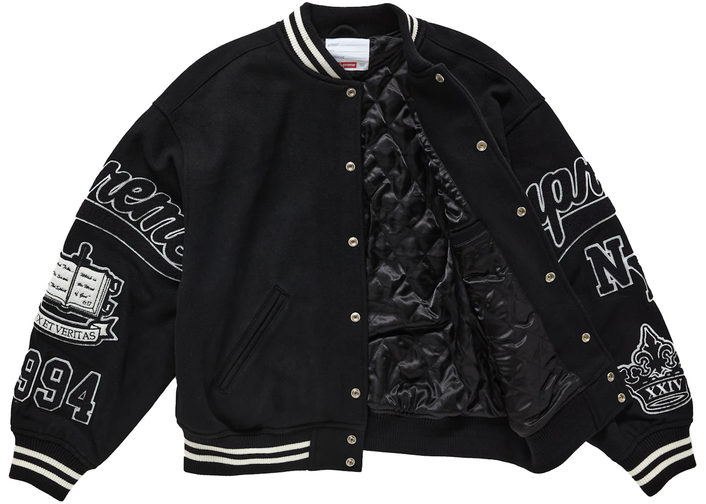 Supreme Veritas Varsity Jacket Black