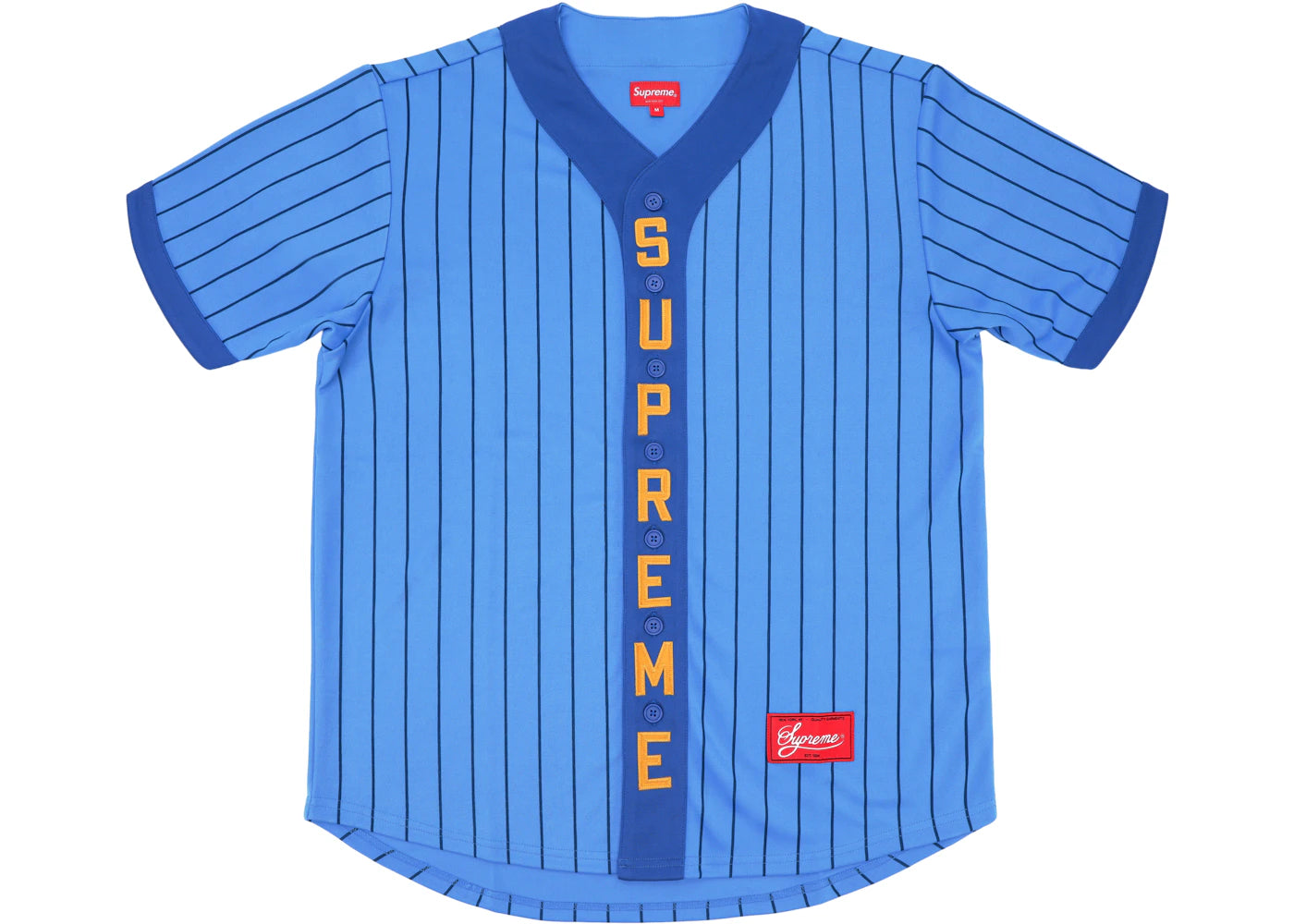 Supreme Vertical Logo Baseball Jersey Blue/Yellow