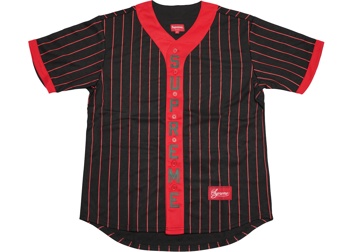 Supreme Vertical Logo Baseball Jersey Black/Red
