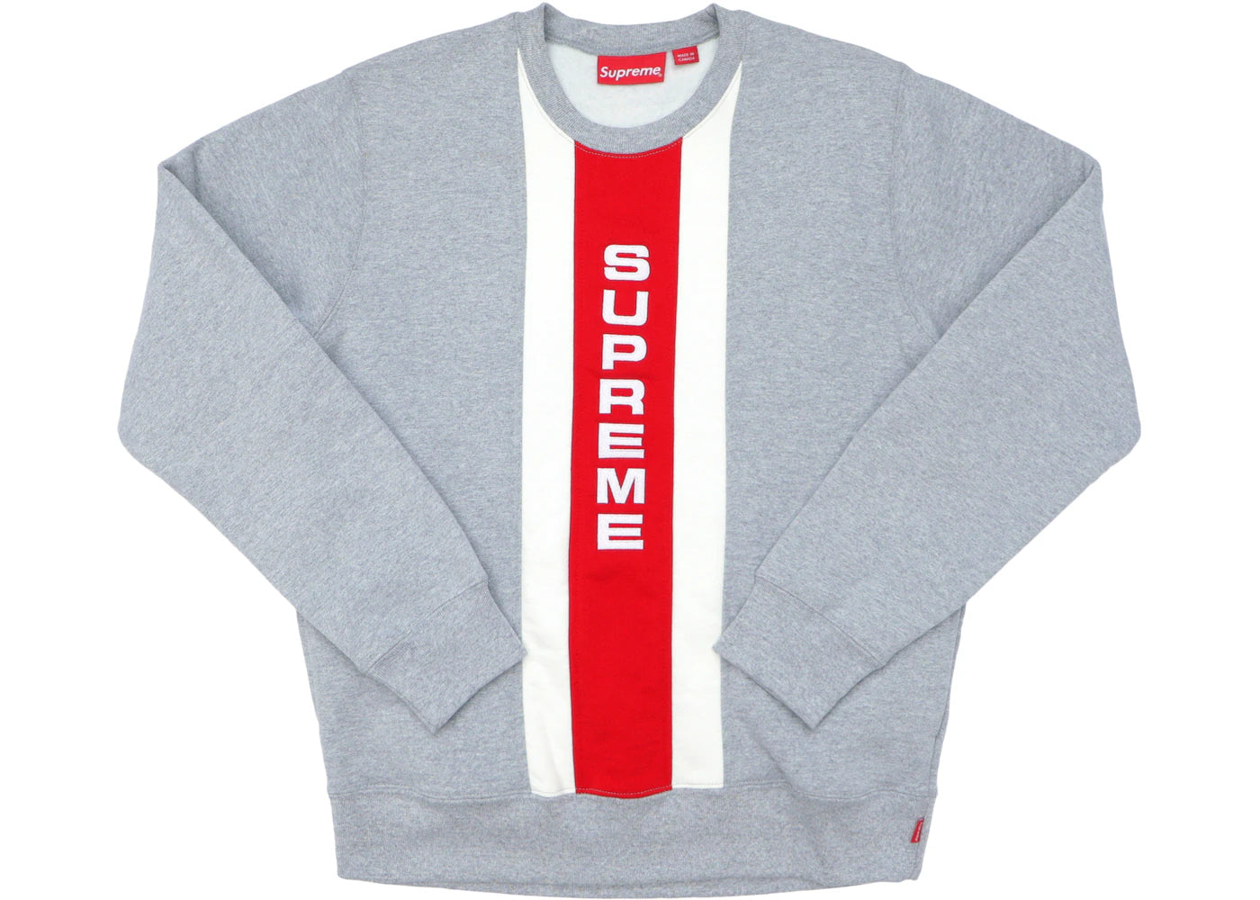 Supreme Vertical Logo Panel Crewneck Heather Grey