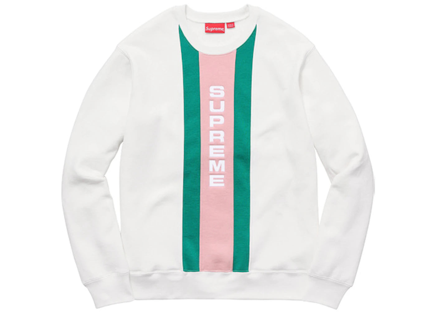 Supreme Vertical Logo Panel Crewneck White