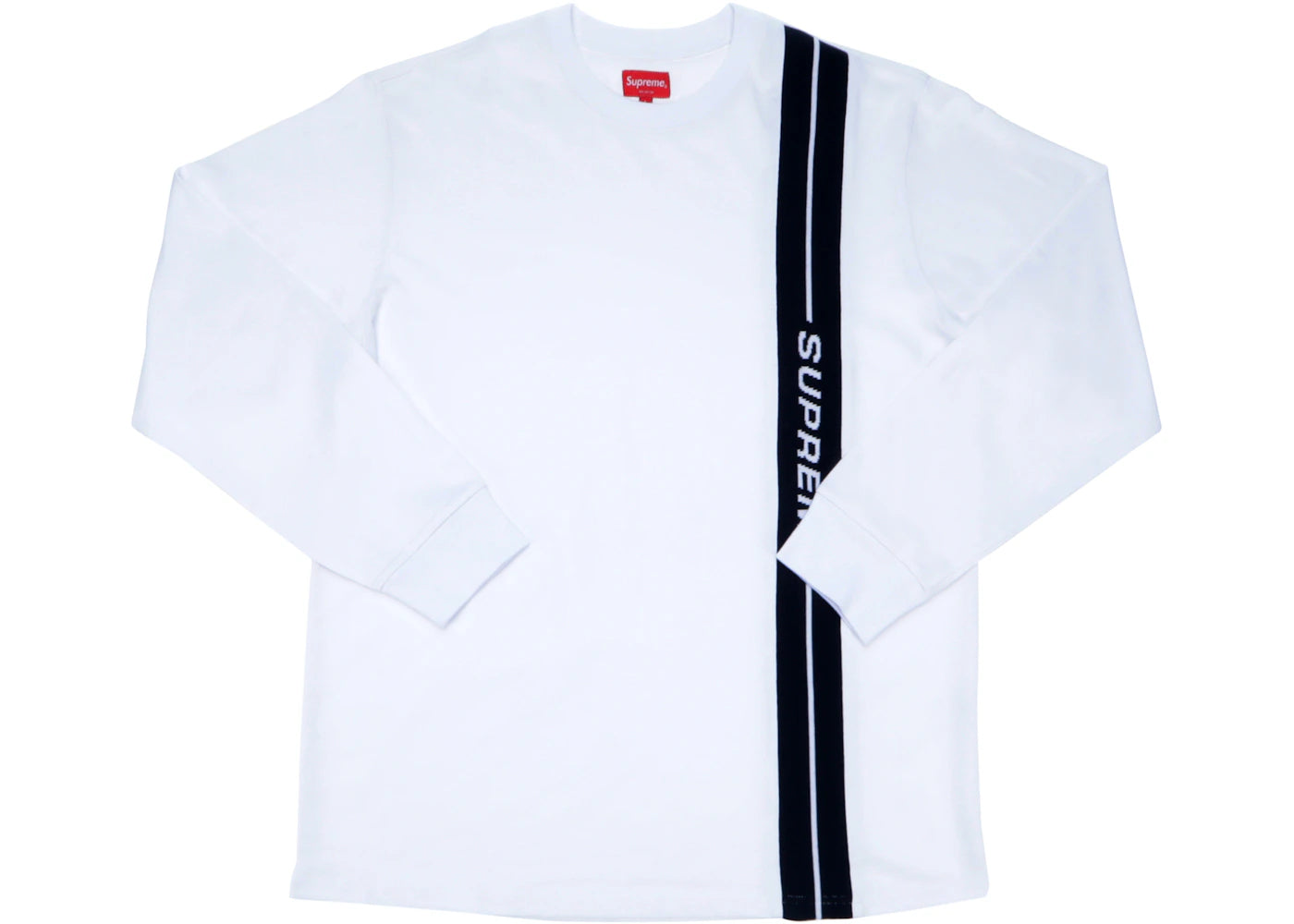 Supreme Vertical Logo Stripe L/S Top White