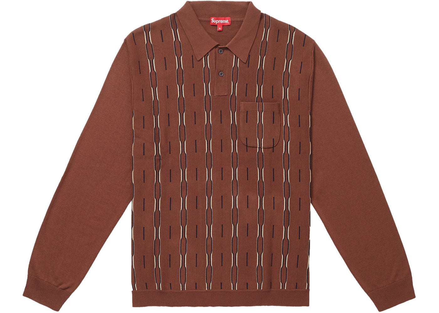 Supreme Vertical Stripe Knit L/S Polo Brown