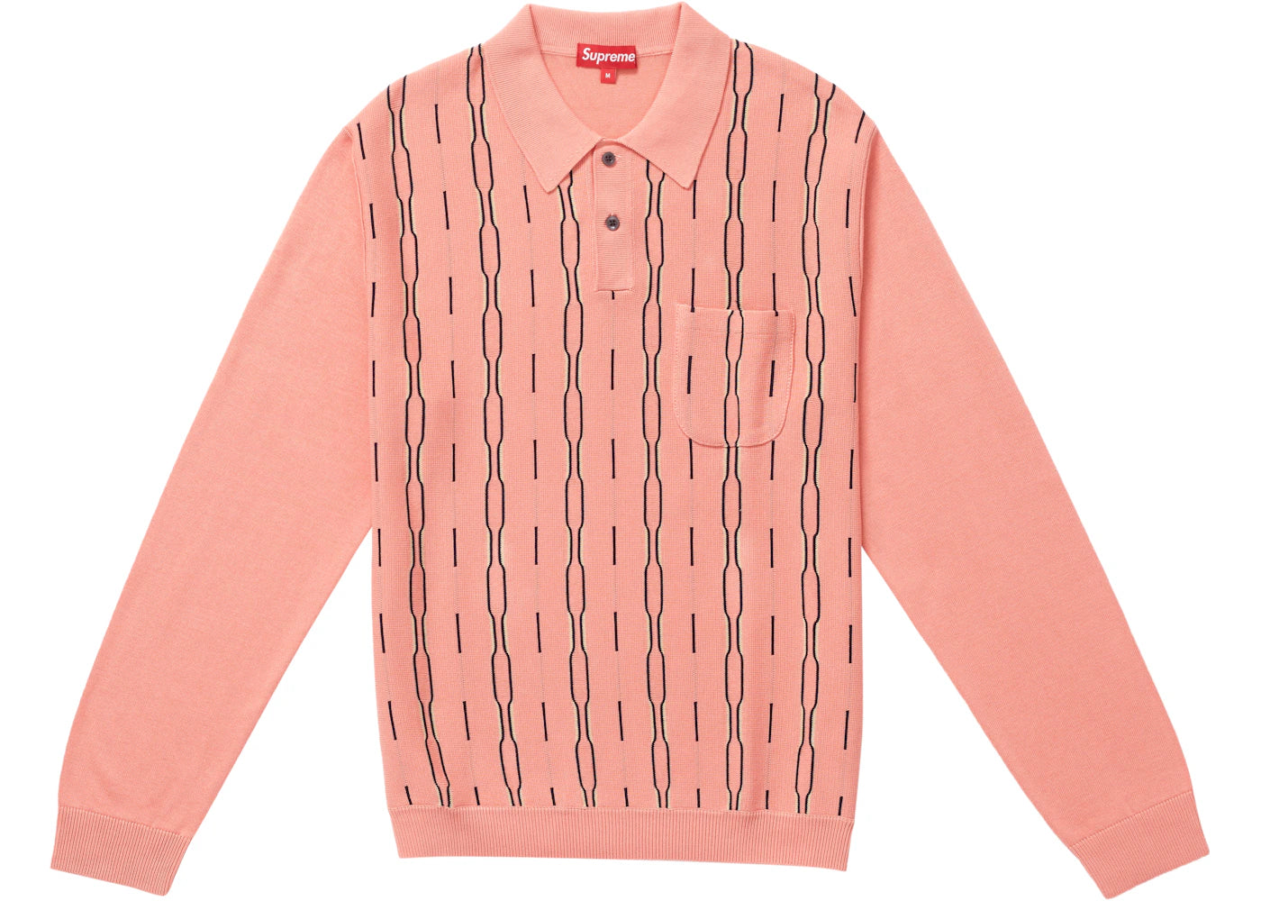 Supreme Vertical Stripe Knit L/S Polo Light Pink